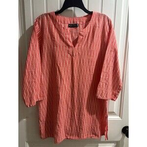 Kikisol Tunic Top Womens Sz XL Coral/White